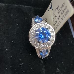 925 Silver Swarovski Ring Vivid Blue